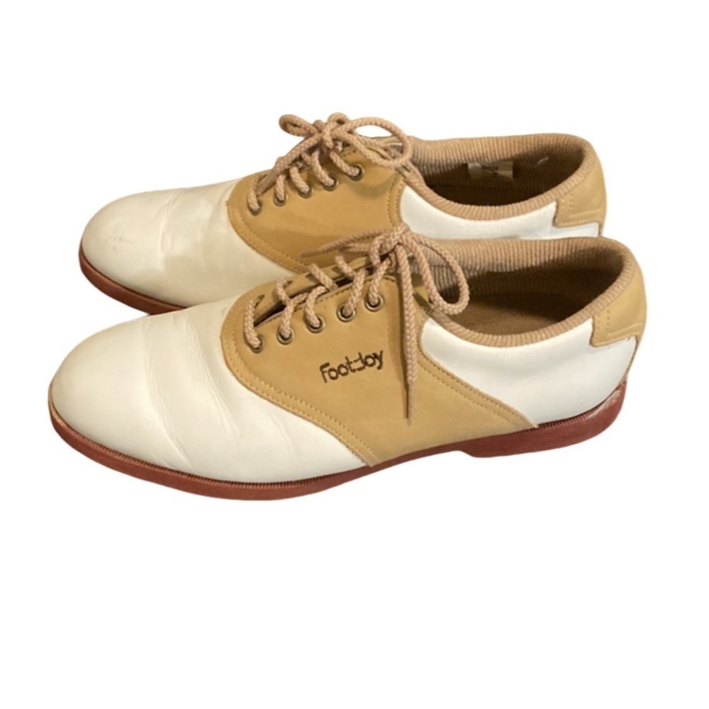 Footjoy golf shoes. Tan and white lace-up. Size 7.5.